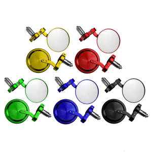 Strong Aluminum Round Side Mirrors with Adjustable Angles Anti Corrosion Motorcycle Rear View Mirrors for Modification