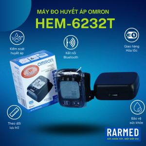 Máy đo huyết áp điện tử cổ tay Omron HEM-6232T kết nối Bluetooth dễ dàng sử dụng