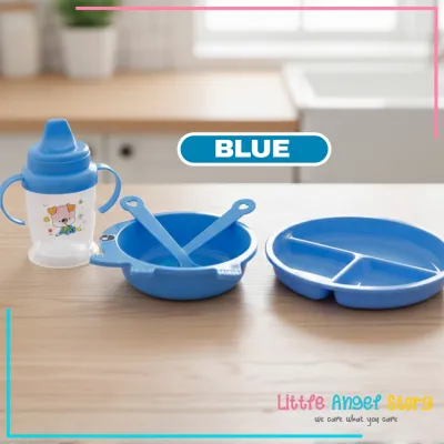 Set Alat Makan Anak 5 in 1 Perlengkapan MPASI Premium Feeding Peralatan Tempat Makanan bayi Anak Cowo Cewe Set Piring Mangkok Botol Sendok Garpu Makan Food Containers Set Hampers Gift Hadiah Ulang Tahun Anak
