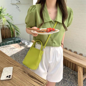 Soft Vegetable Basket Bucket Bag Simple Leisure Underarm Bag Handbag Shoulder Messenger Bag Female