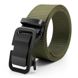 Mens Simple Woven Canvas Belt Toothless Automatic Buckle Belt Outdoor Leisure Durable Nylon Belt Tali Pinggang Lelaki