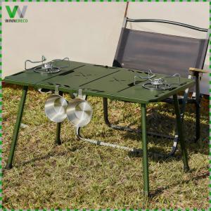 4-Fold Aluminum Alloy Collapsible Camping Table with Storage Bag Portable Folding Picnic Table for Backpacking Hiking
