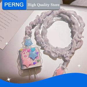 [PERNG] Tehe Ins Flower Butterfly Charger Data Cable Winder Protective Cover Kits For IPhone 18W 20W Charger Case Anti-break Bites Wire
