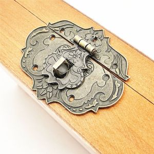 DAN LE วินเทจ กล่องไม้บานพับ จับตะขอเกี่ยว โลหะสำหรับตกแต่ง บานพับสีบรอนซ์ ทนทานต่อการใช้งาน ที่ล็อคล็อค กล่องไม้กล่อง