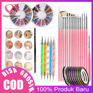1 Set liner brush + dotting tools brush nailart kuas gambar kutek Nail Art Dotting Tools