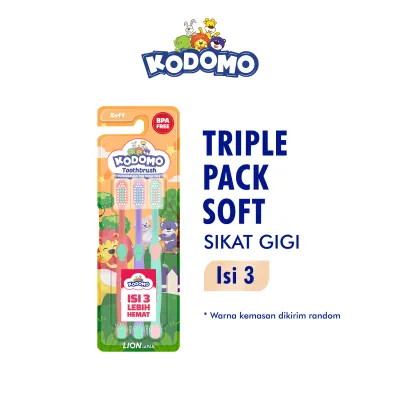 KODOMO Sikat Gigi Reguler isi 3 - Random Motif Packaging