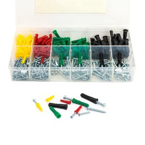 Self Drilling Ribbed Drywall and Wall Anchors with Screws Kit66 Piece Plastic Wall Plug Anchor Expansion Bolt Pipe Column Concrete Frame Fixings