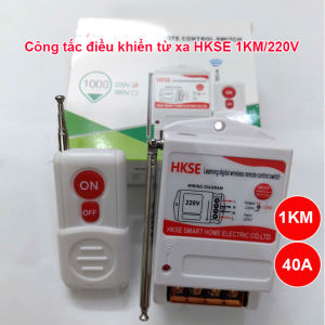 Bộ công tắc điều khiển từ xa 220V 40A 1KM HKSE Điều khiển bật tắt máy bơm nước máy rửa xe đèn quạt từ xa không dây
