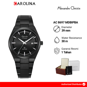 Jam Tangan Pria Alexandre Christie Classic AC 8697 MDBIPBA Black Dial Black Stainless Steel Strap