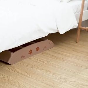 Products Beige Folding Dog Ladder Plastic Non-slip  Steps Dog Stairs