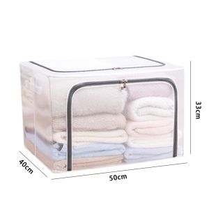 90L Folding steel frame storage box Home Clothes Quilt Under Bed Transparent Storage Box