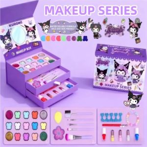 NEW Kuromi Makeup Toys for Kids Girls Real Makeup Kit Melody Makeup Toy Set Washable Non-toxic