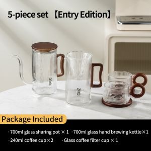 Bincoo Coffee Pot Set Household Small Sharing Pot Coffee Cup High Borosilized Glass Pot