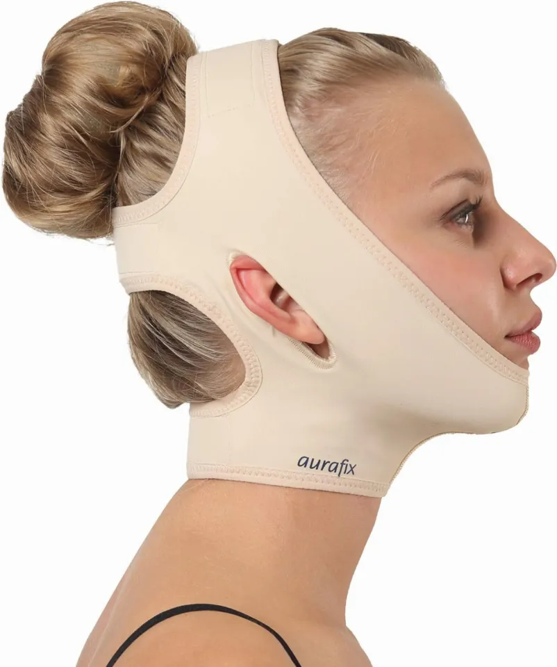 Post Facial Surgery Chin Strap Compression Garment with Full Neck Support –