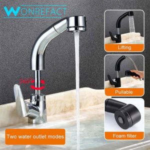 Pull-Out Bathroom Sink Faucet Hot and Cold Water Mixer Can Lift 360 Degree Faucet