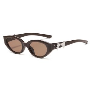 🎀โค้งคำนับ แว่นกันแดดกรอบเล็กทรงแคทอายย้อนยุคใหม่ปี 2025 สำหรับผู้หญิง แว่นกันแดดโพลาไรซ์ป้องกันรังสีอัลตราไวโอเลตสุดเท่ระดับไฮเอนด์黑色蝴蝶结cc窄框猫眼墨镜