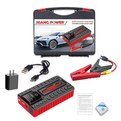 จั๊มสตาทรถยนต์ 2-in-1 4USB 99800MAH จั้มสตาร์ท พาวเวอร์แบงค์ 12V สตาร์ทรถดีเซล รถกระบะ รถยนต์ แบตเตอรี่กู้ภัยพกพาได้ พาวเวอร์แบงค์ จั๊มสตาร์ท เครื่องจั๊มแบตรถยนต์ เครื่องชาร์จรถยนต์แบบพกพา พร้อมปั๊มลม อุปกรณ์ช่วยสตาร์ทรถยนต์ Car Jump Starter Power Bank