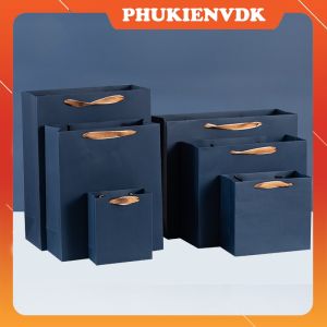 Túi Giấy Cao Cấp Đặc Biệt Túi Quà Tặng Sang Trọng Màu Xanh Than Quai Nâu