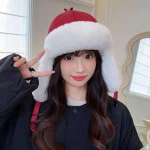 MYCOLOR ป้องกันลม หมวกป้องกันหู ไม่มีชายคา หนาขึ้น หมวกปั่นจักรยานแบบเล่ยฟง แฟชั่น รอบศีรษะใหญ่ หมวกผู้หญิง คุณผู้หญิง