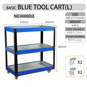 REAIM 【Logam】Troli Bengkel Rak 3 Susun Trolly Besi Kapasitas tinggi Trolley Bantalan beban 500KG