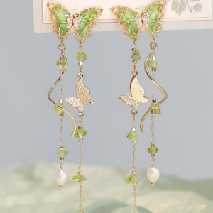 HCB-"Chic Long Tassel Stud Earrings– Elegant Floral Designs BowknotsPerfect for a Sweetheart Vibe!"