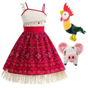 Girl Moana Dress Princess Cosplay Costume for Girl Summer Clothing Hawaii Vaiana Necklace Halloween Carnival Party Suit h260929