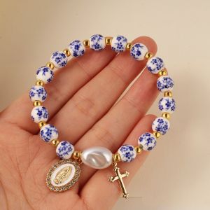 【COD&Fast Delivery】Chinese Style Blue and White Porcelain Bracelet Elastic Vintage Womens Bracelet Fashion Pretty Ceramic Bracelet for Women
