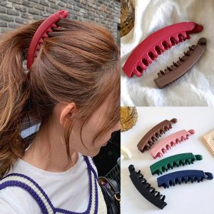 ST78FXHTC Solid Color Headwear Hair Accessories Hair Claws Hair Clips Ponytail Barrettes Banana Clip