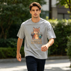 Chaotic Neutral Sly Fox D&D Tabletop Game Slogan T-Shirt Men Breathable Cotton Top Furry Fan Trendy Streetwear Fashion Blouse