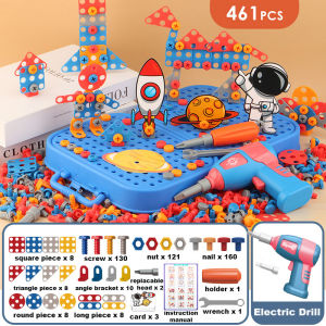 Kids 461 Piece Set with Electric Drill Toy Kids Drill Sets Preschool & Toddler STEM Toy