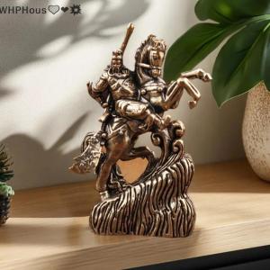 WP💓💛💖 Home Decoration Crafts Brass Chinese God Of Wealth Riding Horse Guan Gong Statue Accessories Copper Office Desk Decor