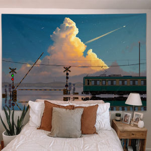 Beautiful Japanese Style Scenery Wallpaper Hanging Cloth ins Bedroom Room Headboard Background Wall Decoration Wallpaper