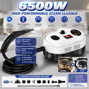 6500W Steam Cleaner High Pressure & High-Temp 15S Heat-Up Steam Cleaning 6-Step Touch Control Handheld Steam Cleaner Sofa Floor Kitchen Bathroom