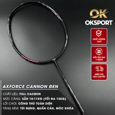Vợt cầu lông Lining Axforce Cannon chính hãng Full Carbon trợ lực căng sẵn 11kg (Max 13kg) tặng kèm quấn cán túi đựng