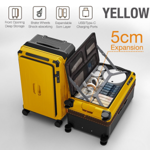 Front Opening Luggage Expandable 20/26/28 Inch Deep Storage TSA Lock USB Charging Big Capacity Luggage Bag Bagasi 行李箱