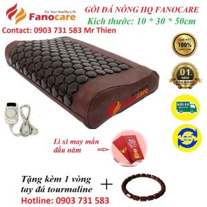Gối đá nhiệt nóng tourmaline Fanocare gối ngủ qua đêm giảm đau mỏi vai gáy tăng lưu thông máu lên não (Loại lớn)(Tặng 1 vòng tay đá quý tourmaline) 1 Ratings