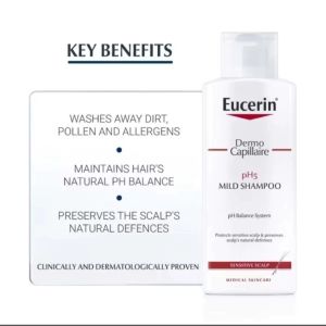 Eucerin DermoCapillaire Shampoo 2 Options | Re-Vitalizing Shampoo For Hereditary Thinning Hair / pH5 Mild Shampoo For Sensitive Scalp | Strengthen Hair Root & Boost Energy Supply / Preserve Scalp Natural Defenses Add Volume & Shine