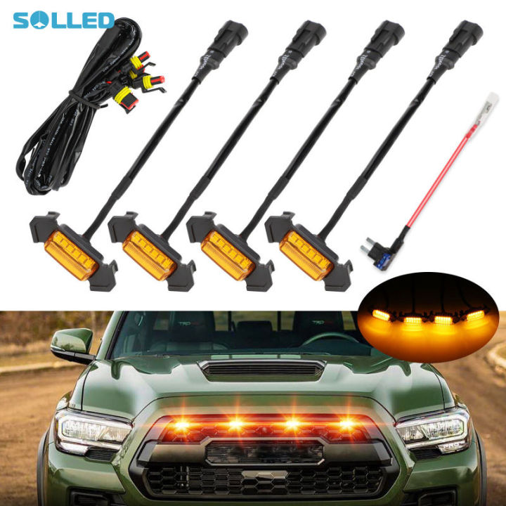 Led Amber Grille Lights With Harness Fuse Off-road Vehicle Yellow Front 