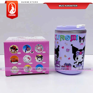 Gelas Cup Stainless Anak Gambar Kuromi Sanrio Disney Elsa Dino SUS 304