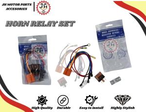 UNIVERSAL HORN RELAY SET 5PIN/4PIN FOR MOTORCYCLE – MODIFIED WIRING HARNESS INCLUDED – IMPROVES HORN PERFORMANCE – EASY INSTALLATION – COMPATIBLE WITH MOST MOTORCYCLE MODELS – DURABLE BUILD – RELIABLE ELECTRICAL CONNECTION FOR LOUDER CLEARER SOUND