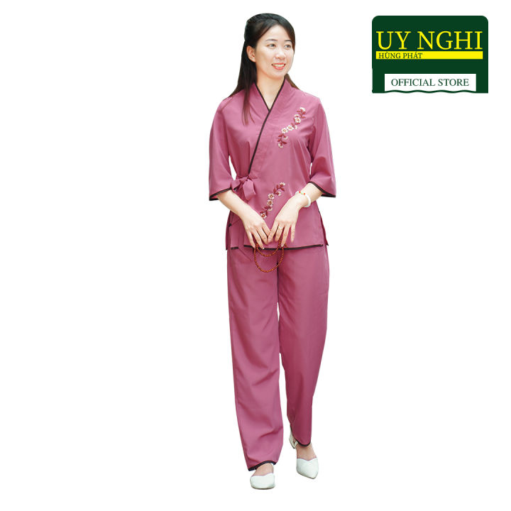 Đồ Lam Đi Chùa Nữ Vạt Xéo Truyền Thống Chất Liệu Vải Kate Mềm Mại Thấm ...