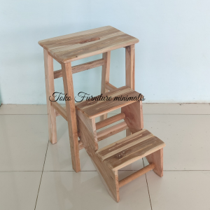 Kursi Tangga Lipat Kayu Jati Warna Putih Outdoor Style Modern Minimalis