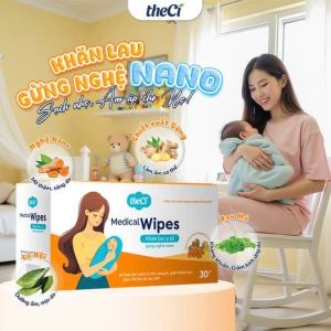 Khăn Lau Y Tế Gừng Nghệ Nano theCi Cho Mẹ Sau Sinh Mổ Làm Ấm Sạch Da Mờ Thâm Rạn