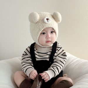 YESMILE Vải nỉ mềm mại Mũ Gấu Con Thiết kế hoạt hình Chống lạnh Mũ len cho trẻ sơ sinh và trẻ nhỏ. Ấm áp Kích cỡ cho trẻ sơ sinh và trẻ nhỏ. Mũ  ảnh cho bé Dành cho bé trai.