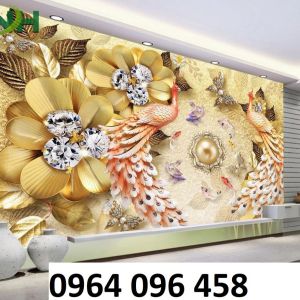 Tranh chim công - tranh gạch 3d chim công - SZX21