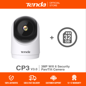 Tenda CP3 v3 2K Wifi 6 Pan Tilt Wifi 6 Camera for Home Security | Wireless CCTV | Baby | Pet Monitor