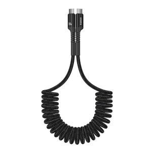 Baseus 100W Spring Cable USB C Cable Car Phone Charging Cable For iPhone 17 16 15 Pro Expandable Retractable For Macbook Xiaomi Samsung 2A USB C Fast Charging Cable