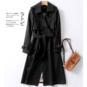 Double Layer Thick Windbreaker Womens Korean Waist Slim High-end Ladies Long Trench Coat Jacket Trench