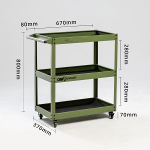 Nordic three-layer cold-rolled steel storage rack with wheels for coffee shop storage industrial style tool cart