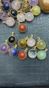 pha lê tự nhiên   Mặt dây chuyền hình cầu thạch anh hồng